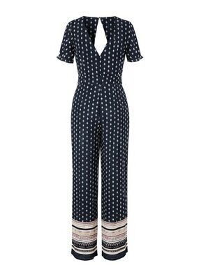 Crystal Sky Navy Boho Print Wide Leg Jumpsuit | Juniors Size 11